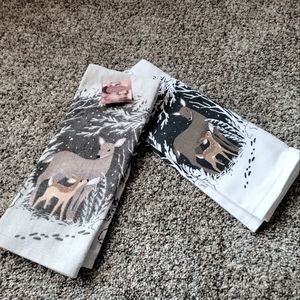 Winter deer kitchen towels